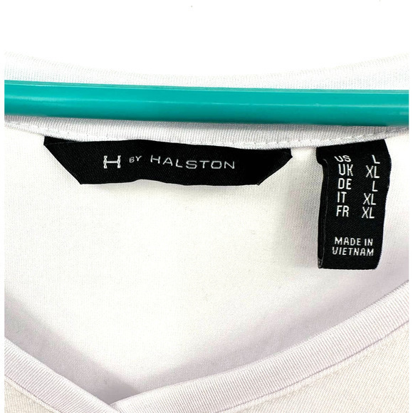 H by Halston size Large white short sleeve t-shirt tee modal spandex blend - Picture 3 of 4